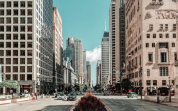 Chicago streets with a girl in the middle