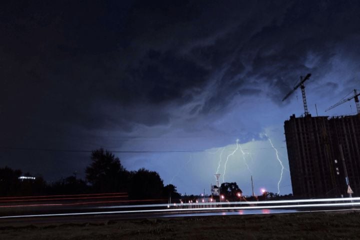 storm striking lightning