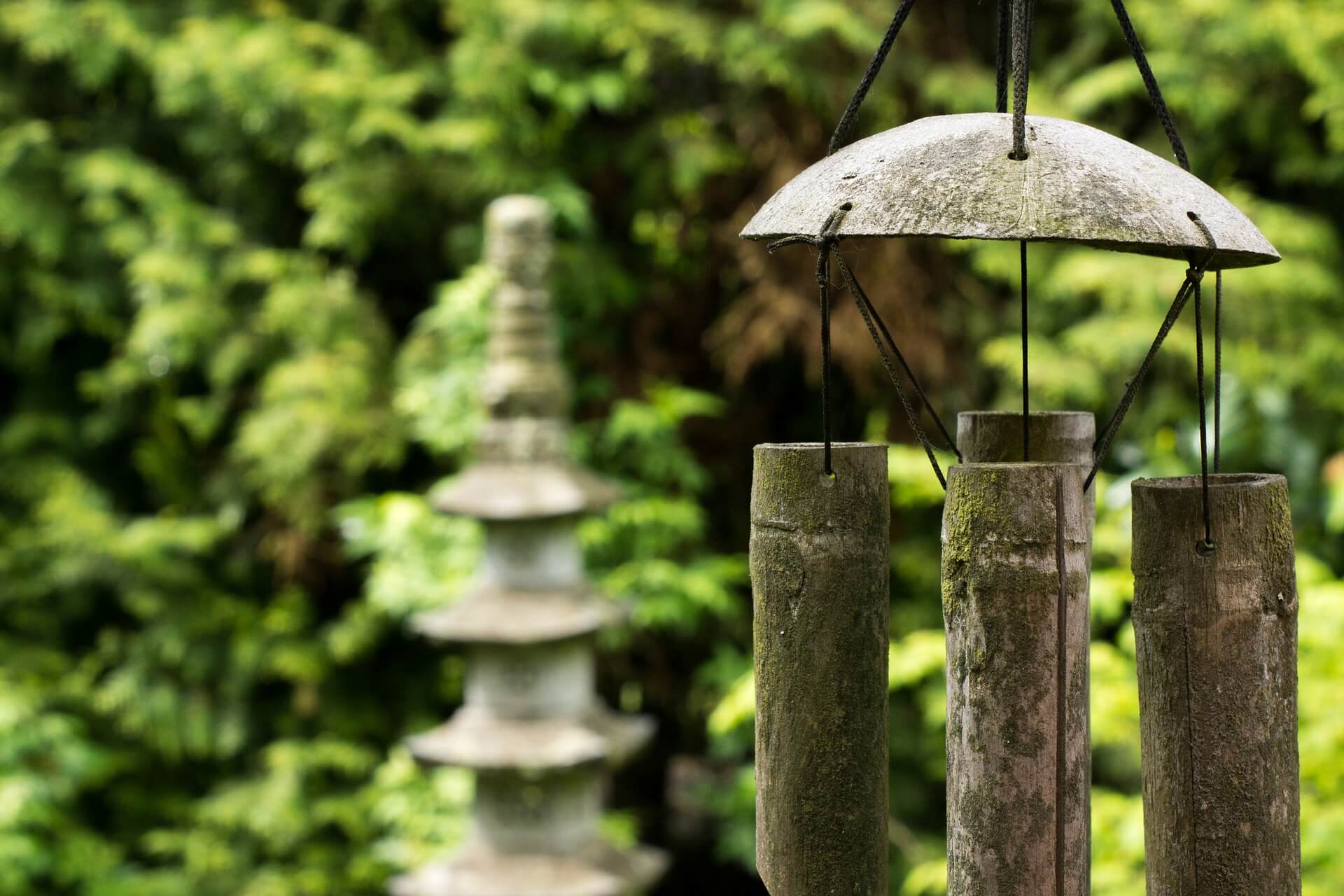 Feng Sui lantern in an outdoor garden