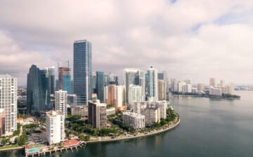 Miami city view of buildings on the canal