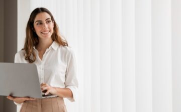 entrepreneurial woman with computer