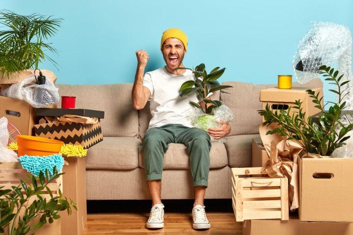 boy moved without stress in his new house