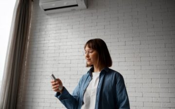 young woman using home technology