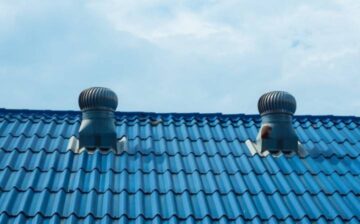 blue roof with vents