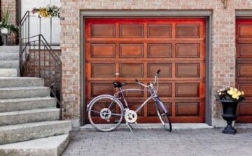 garage door with bicycle out