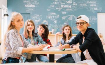 group of students in class room