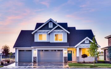 house with blue roof