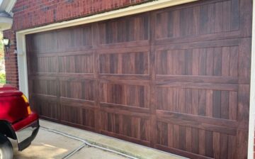 wood garage door in house