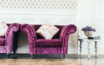 interior design with violet velvet sillons