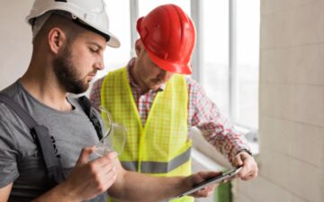 men inspecting house