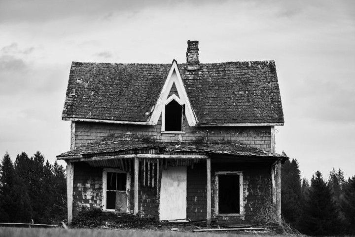 old house with broken roof