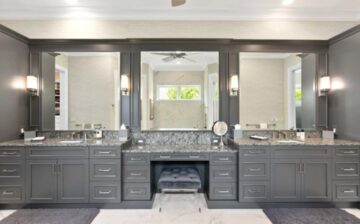 large grey bathroom vanity