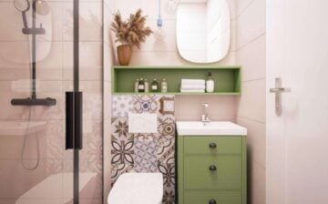 very small and green bathroom vanity