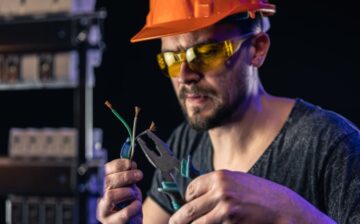 electrician working with cables