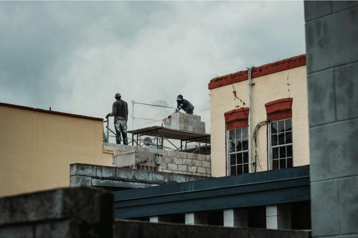 group of men working on the roof