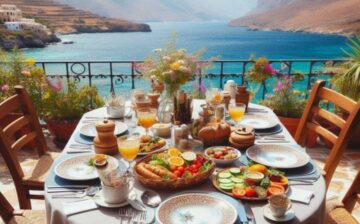 table with food in Crete