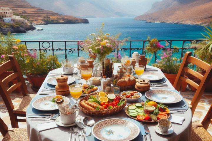 table with food in Crete